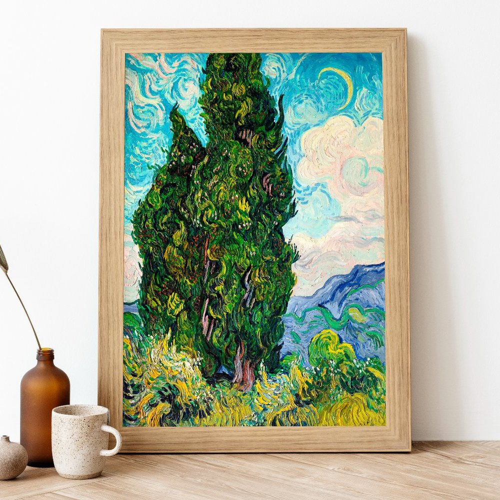 8.5 x 11" Vincent Van Gogh Cypresses oil painting art print wall decor poster